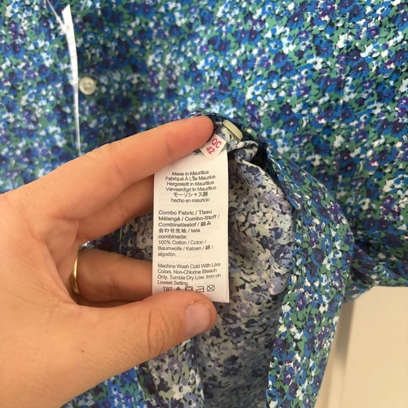 J. Crew Button Down Poplin S/S Shirt Men's Medium Blue Floral Secret Wash Summer - Picture 5 of 11